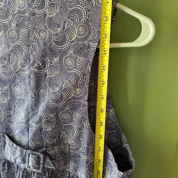 Vintage Women's Laura Ashley lavender shell print  Cotton Apron Dress Size 12 - Picture 7 of 8